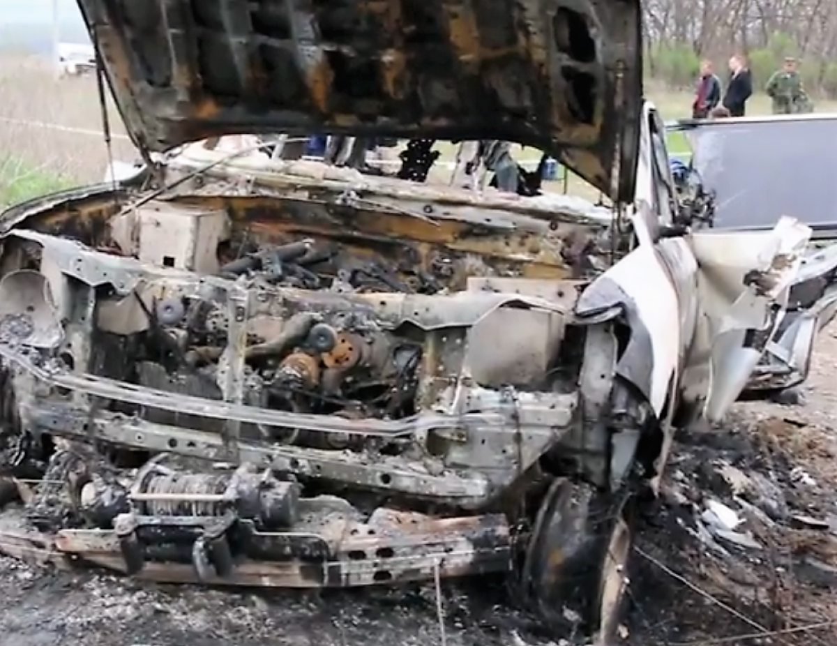 Появилось видео с места взрыва автомобиля ОБСЕ