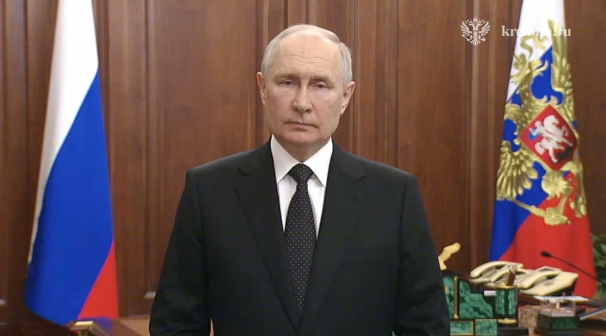 Путин прокомментировал вооруженный мятеж ЧВК «Вагнера». Кадр из видео
