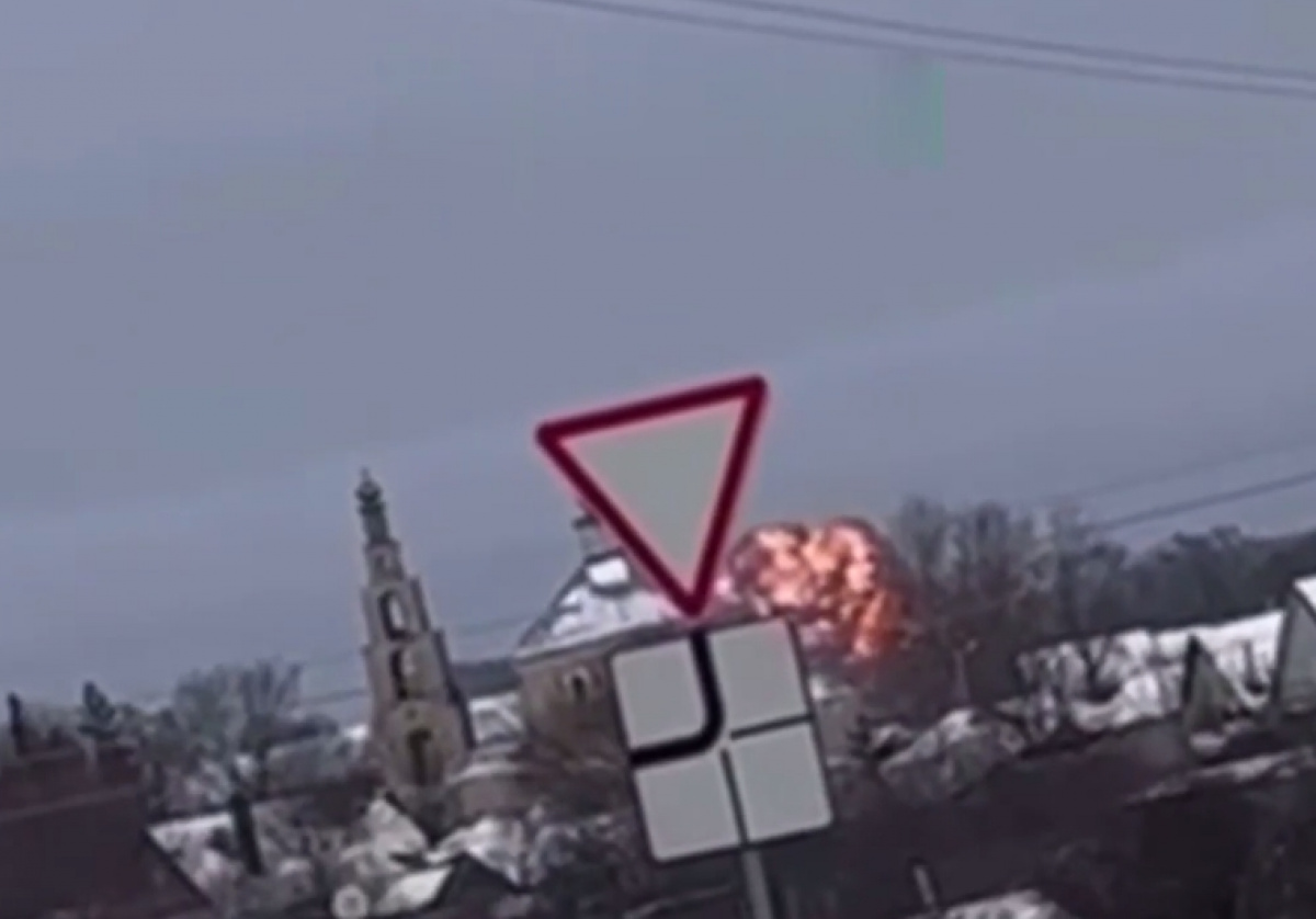 Упал Ил-76 в Белгородской области. Фото: кадр из видео