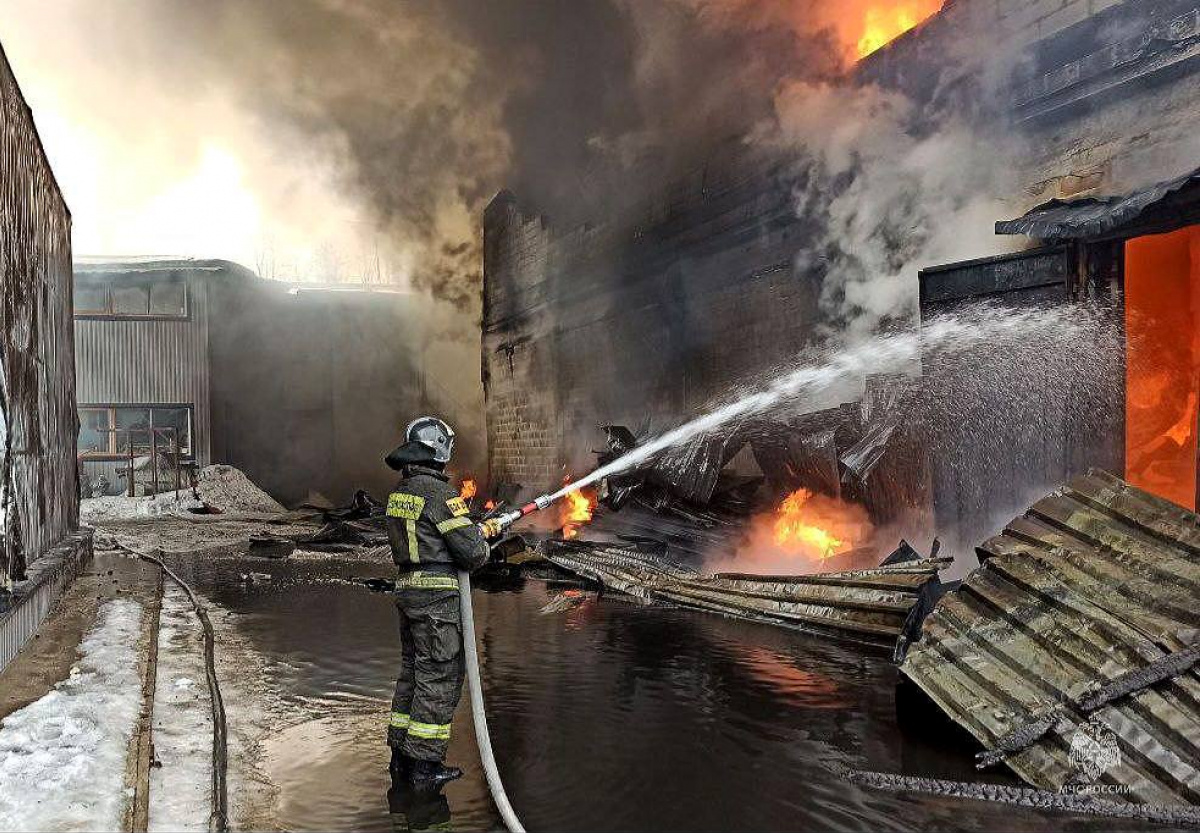 Крупный пожар произошел на складе со стройматериалами в Подмосковье. Фото: Astra.