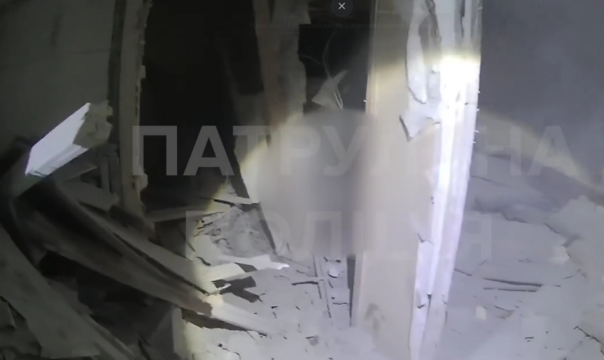 Пошкоджений будинок у Харкові після удару Shahed. Фото: кадр із відео