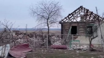 Зруйноване село Невське Луганської області. Фото: кадр з відео «Новин Донбасу»