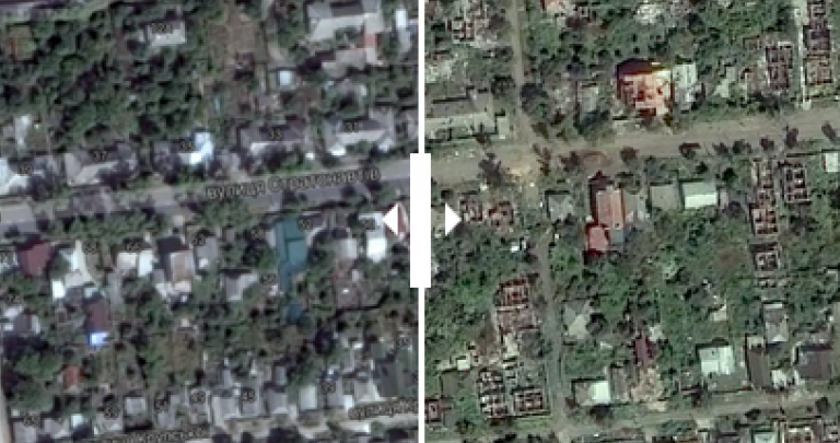 Кварталы Донецка до и после боевых действий на снимках из космоса ФОТО