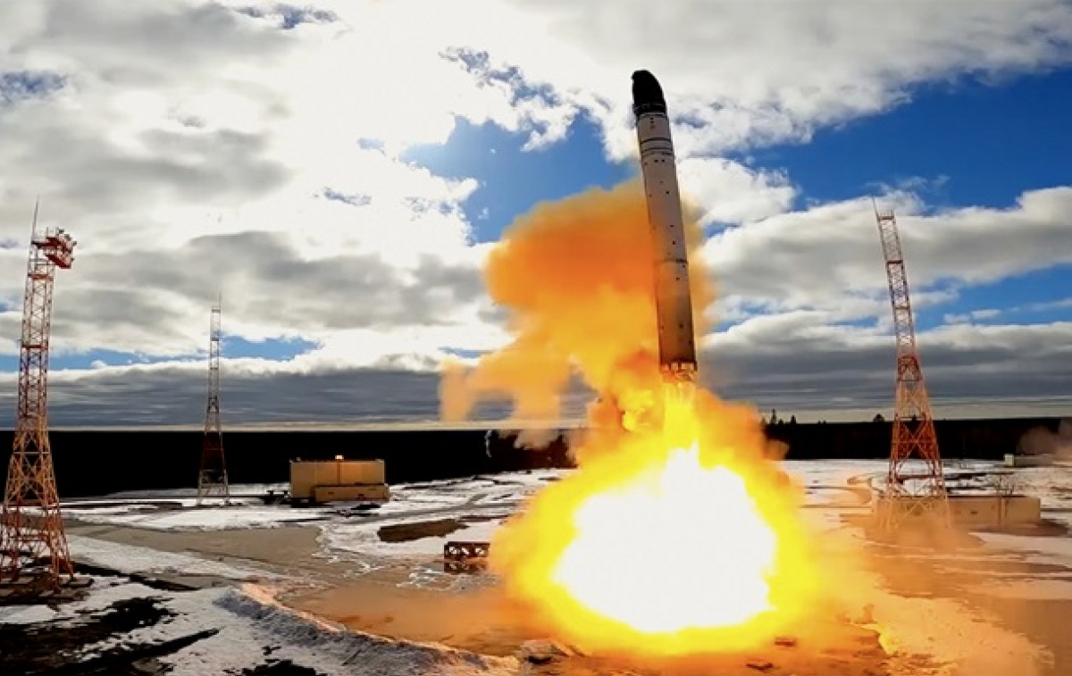 Запуск российской стратегической ракеты «Сармат». Фото: Минобороны РФ