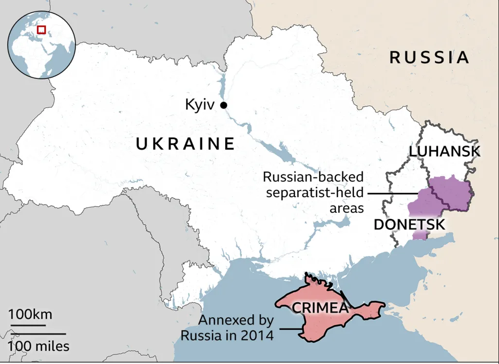 Мапа зруйнованих війною українських територій. Скріншот: BBC