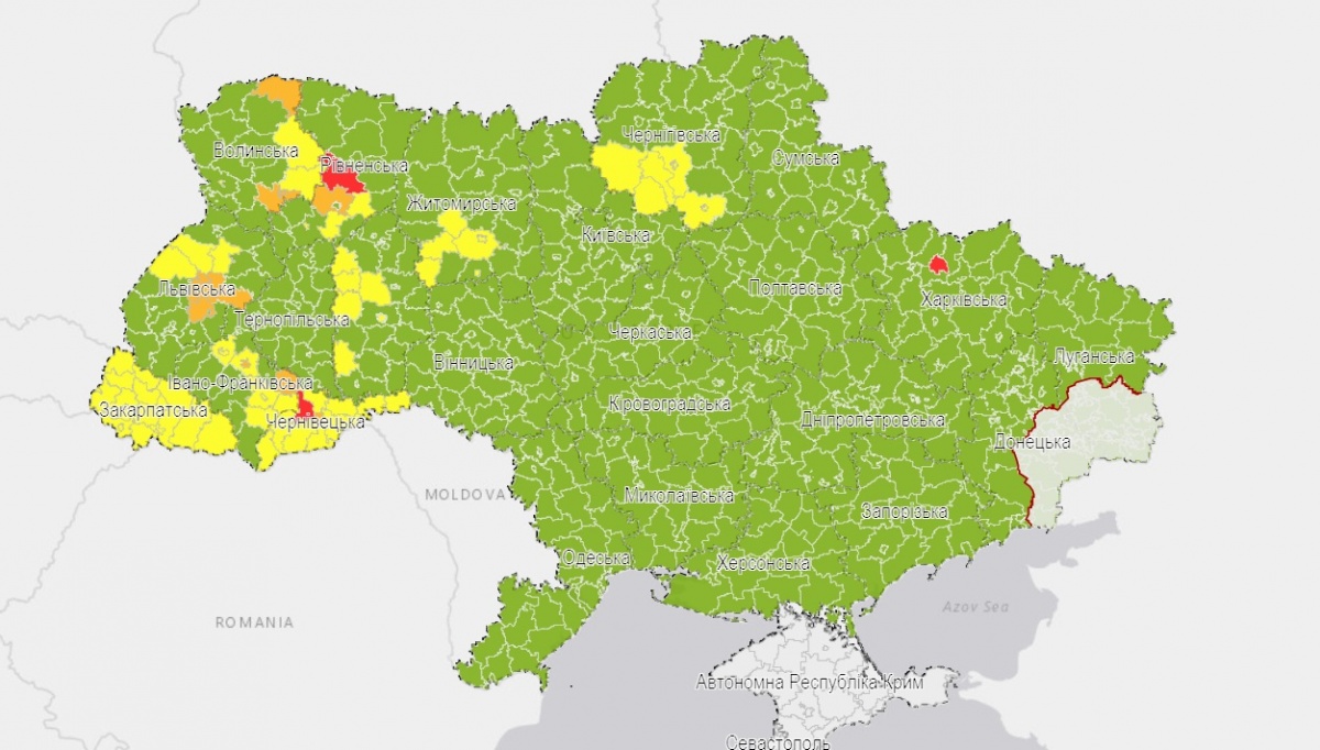 В Украине пересмотрели карантинные зоны: Харьков попал в «красную», Донбасс остался в «зеленой»