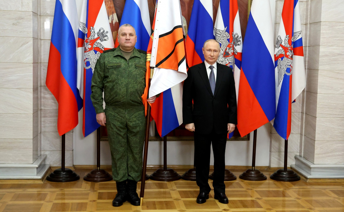 Бойовий прапор вручено першому Донецькому армійському корпусу. Фото: прес-служба президента РФ