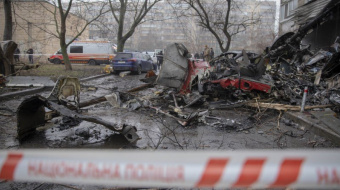 Место падения вертолета в Броварах. Фото: Национальная полиция