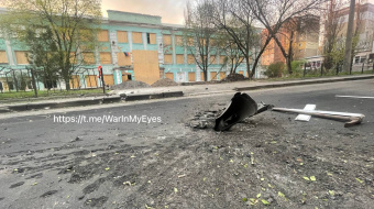 Последствия обстрела в центре Донецка. Фото: соцсети