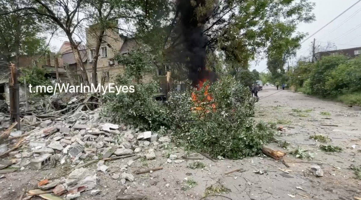 Обстріл у центрі Донецька. Фото: соцмережі