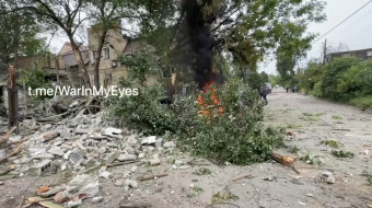 Обстрел в центре Донецка. Фото: соцсети