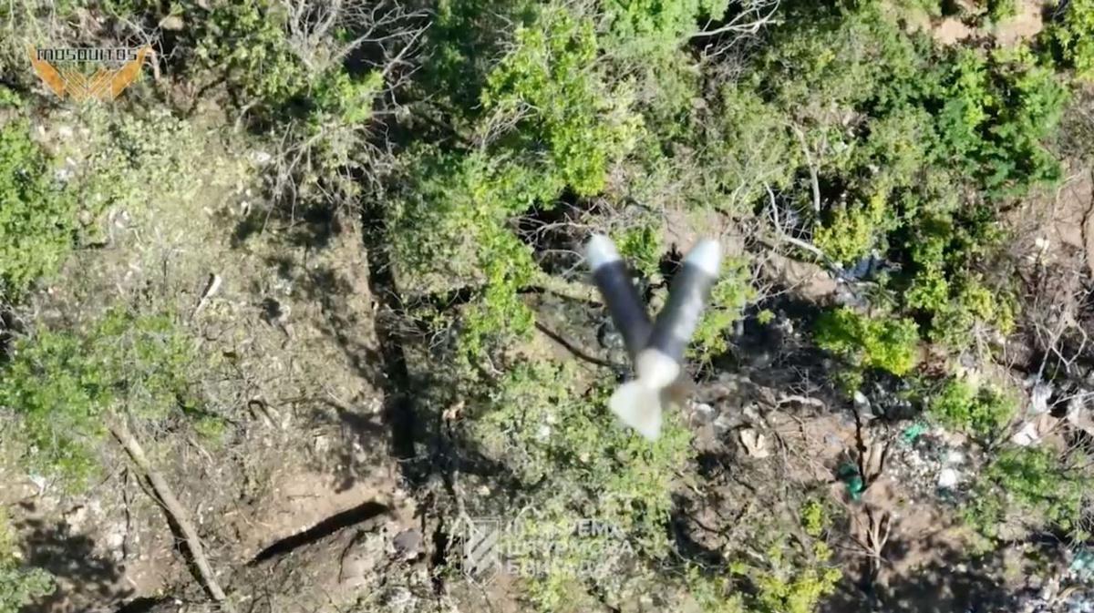 У Третьій штурмовій бригаді показали, як за допомогою дронів атакують військових РФ поблизу Бахмута. Скрин з відео