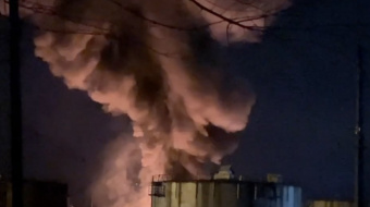 Атака БПЛА на нефтебазу в Луганске. Фото: кадр из видео