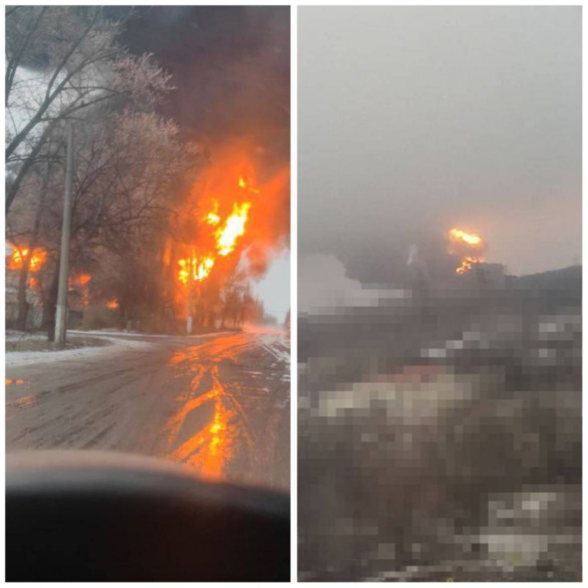 В Макеевке после обстрела горит, предположительно, нефтебаза. Фото: скриншот видео