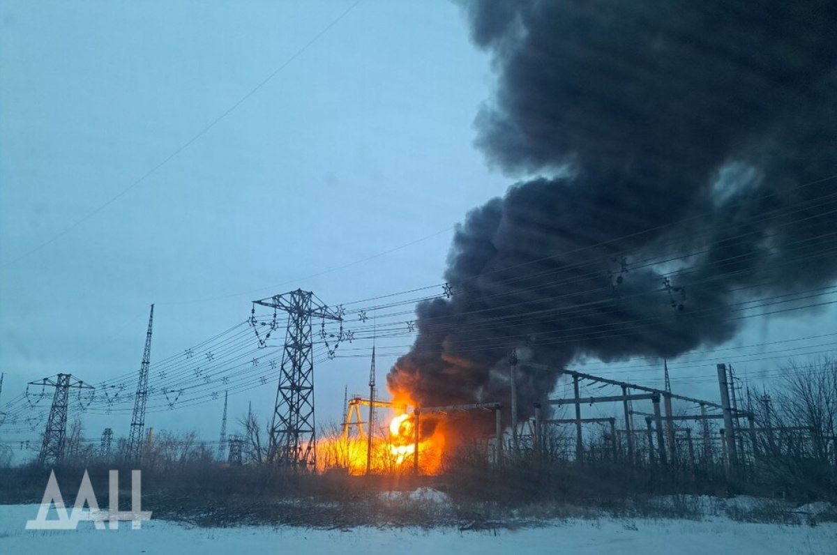 Пожежа на підстанції в Донецьку. Фото: «ДАН»