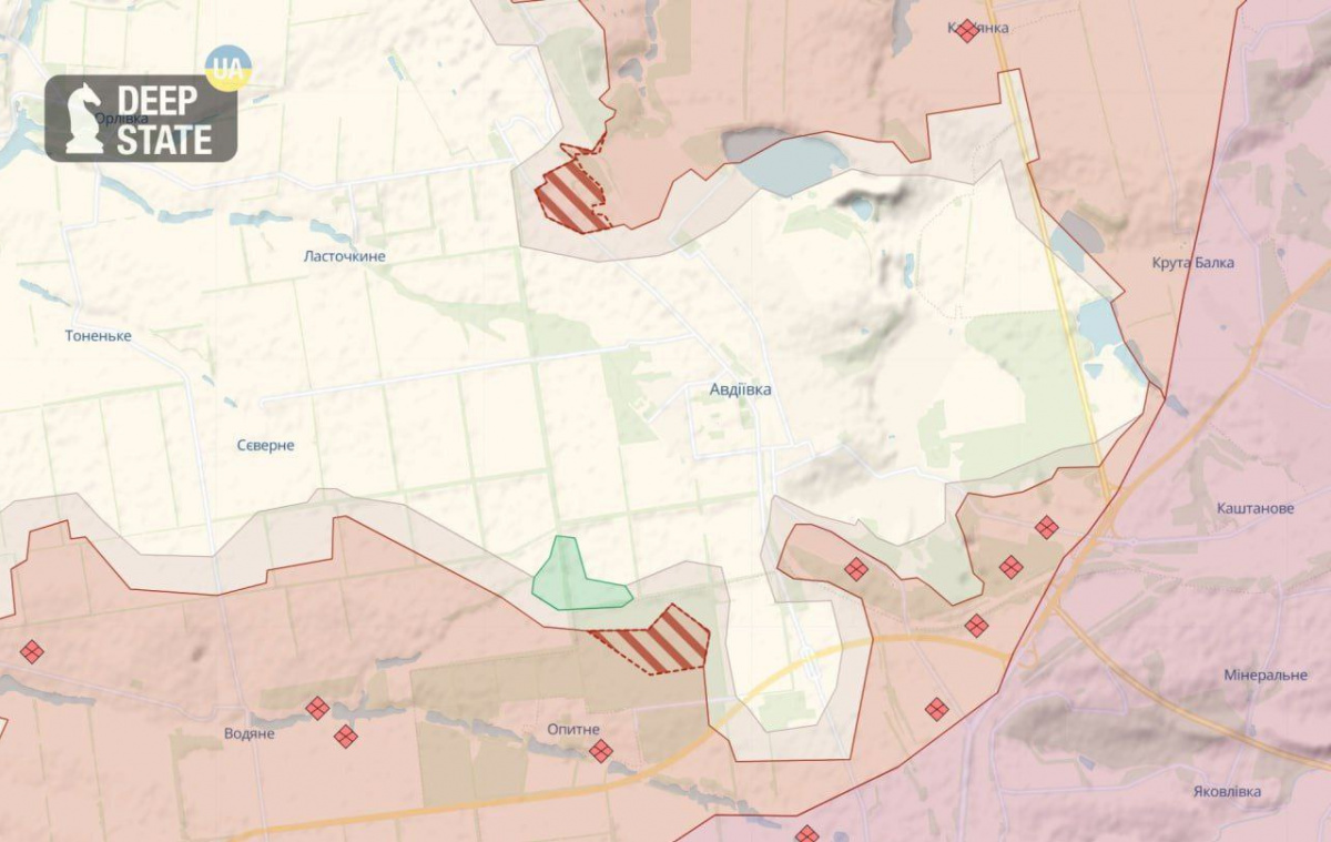 Российские войска продвинулись на севере и юге Авдеевки. Карта DeepState