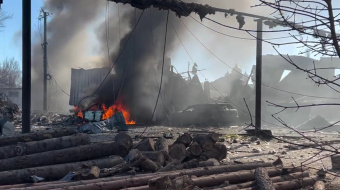 Пожар в Курахово. Фото: кадр из видео