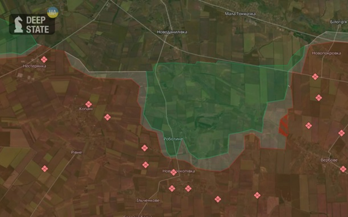 В Запорожской области россияне захватили село. Карта: Deep State