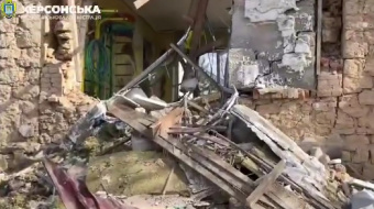 Разрушенный детсад в пригороде Херсона. Фото: кадр из видео