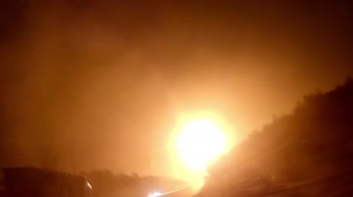 Знищена крилата ракета росіян на підльоті до столиці. Фото: кадр із відео