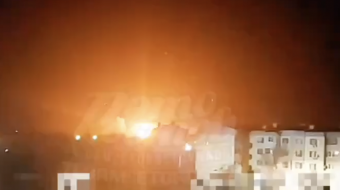 Один из взрывов в районе Морозовска Ростовской области. Кадр из видео