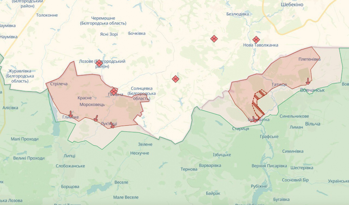 Ситуация в приграничье Харьковской области. Карта DeepState
