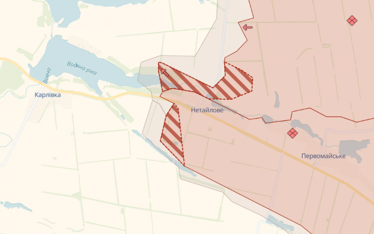 Просування росіян поблизу села Нетайлове Донецької області. Фото: карта DeepState
