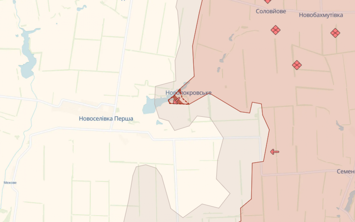 Окуповане село Новопокровське Донецької області. Фото: карта DeepState