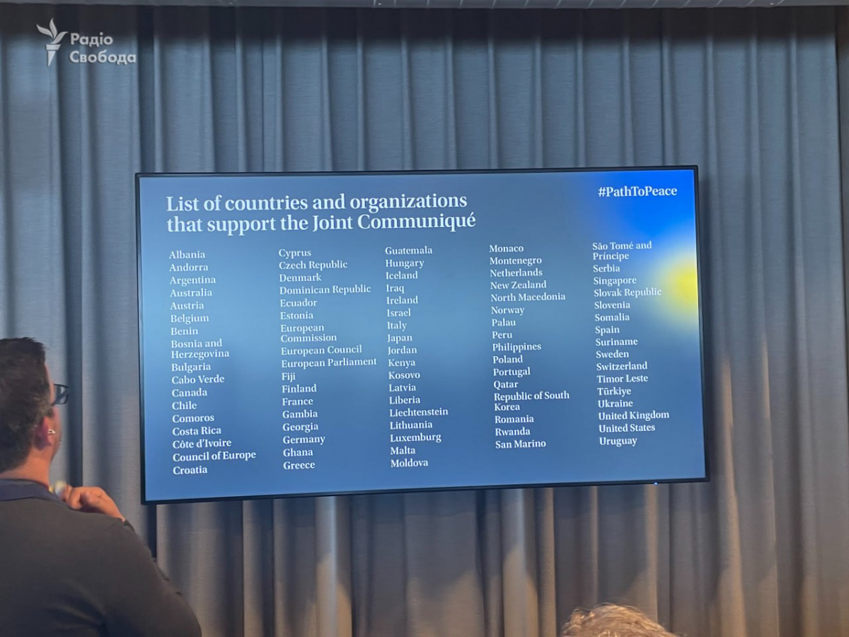 Появился список стран, подписавших совместное коммюнике по итогам саммита мира в Швейцарии. Фото: Радио Свобода 
