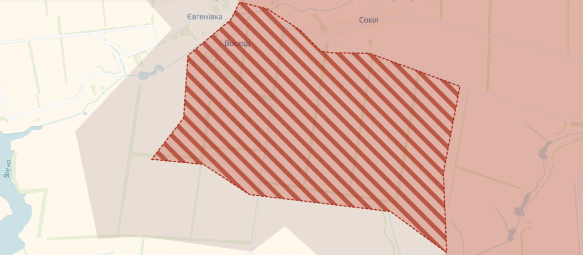 Окуповані селище Восход та село Сокіл на Донеччині. Фото: карта DeepState