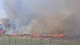 Пожар вблизи подстанции в районе оккупированной Керчи. Фото: кадр из видео