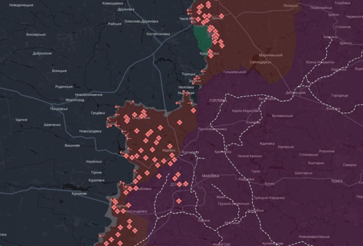 Армія РФ просунулась біля кількох населених пунктів Донецької області. Карта DeepState 