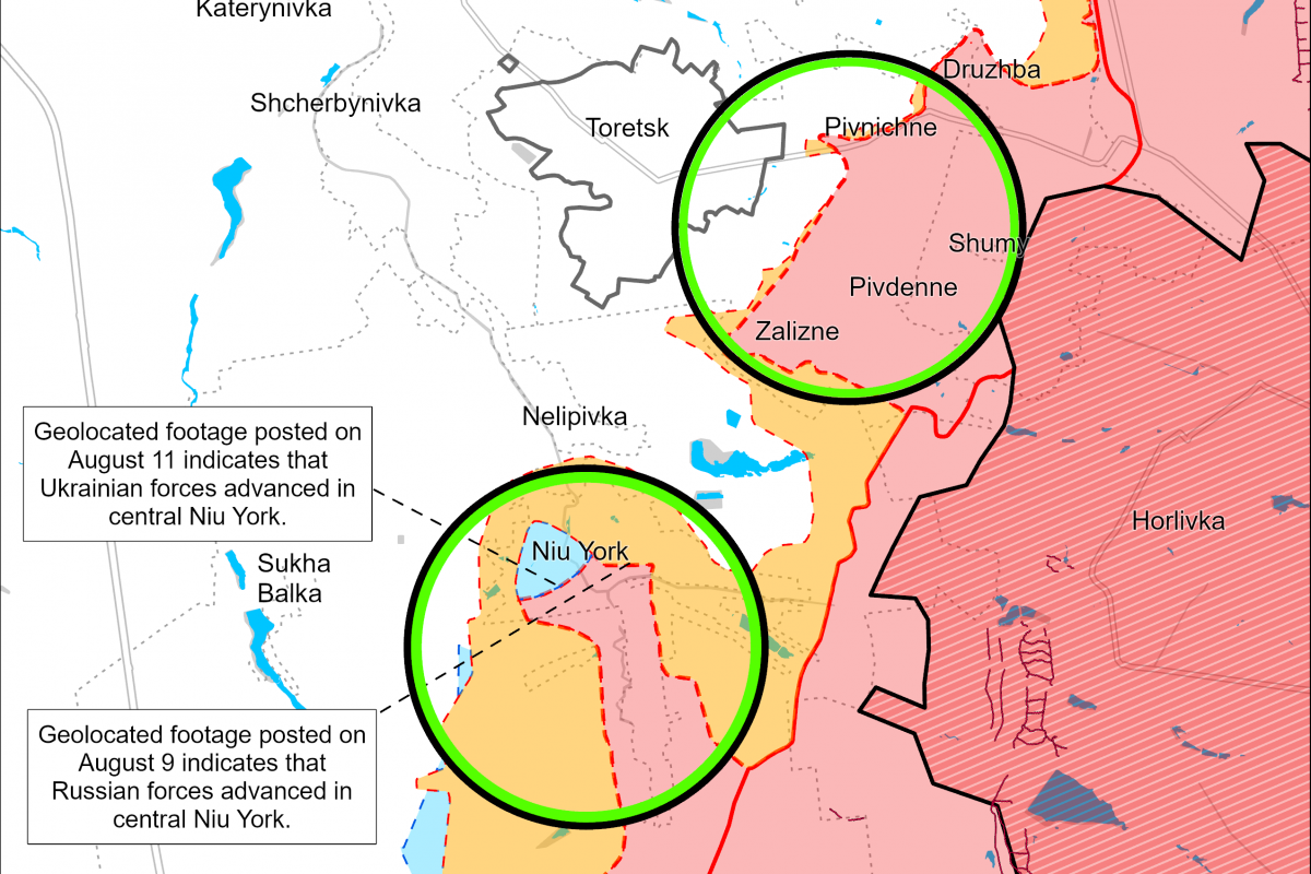 Ситуація у районі Торецька. Фото: карта ISW