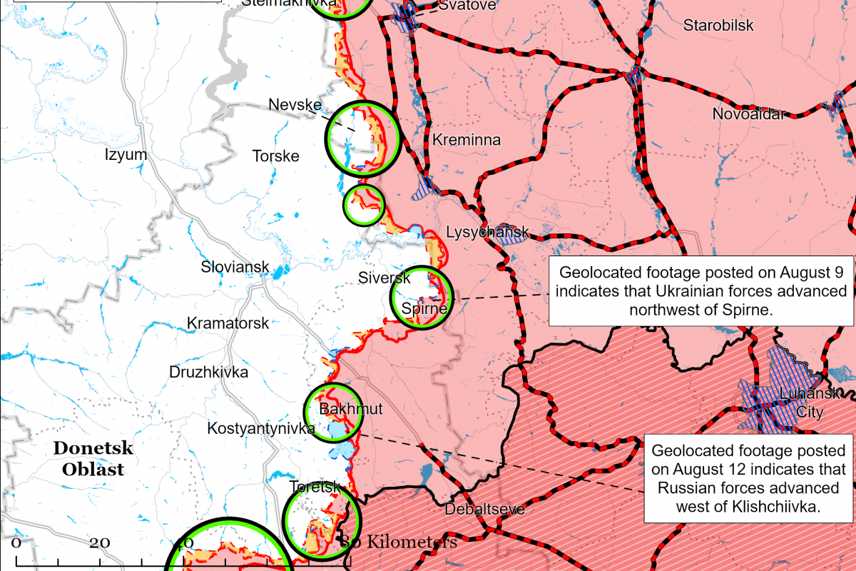 Ситуация вблизи Северска. Фото: карта ISW