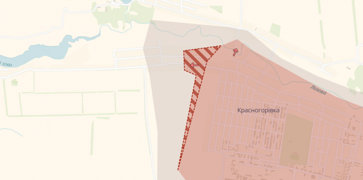 Продвижение российских оккупантов в Красногоровке. Фото: карта  DeepState