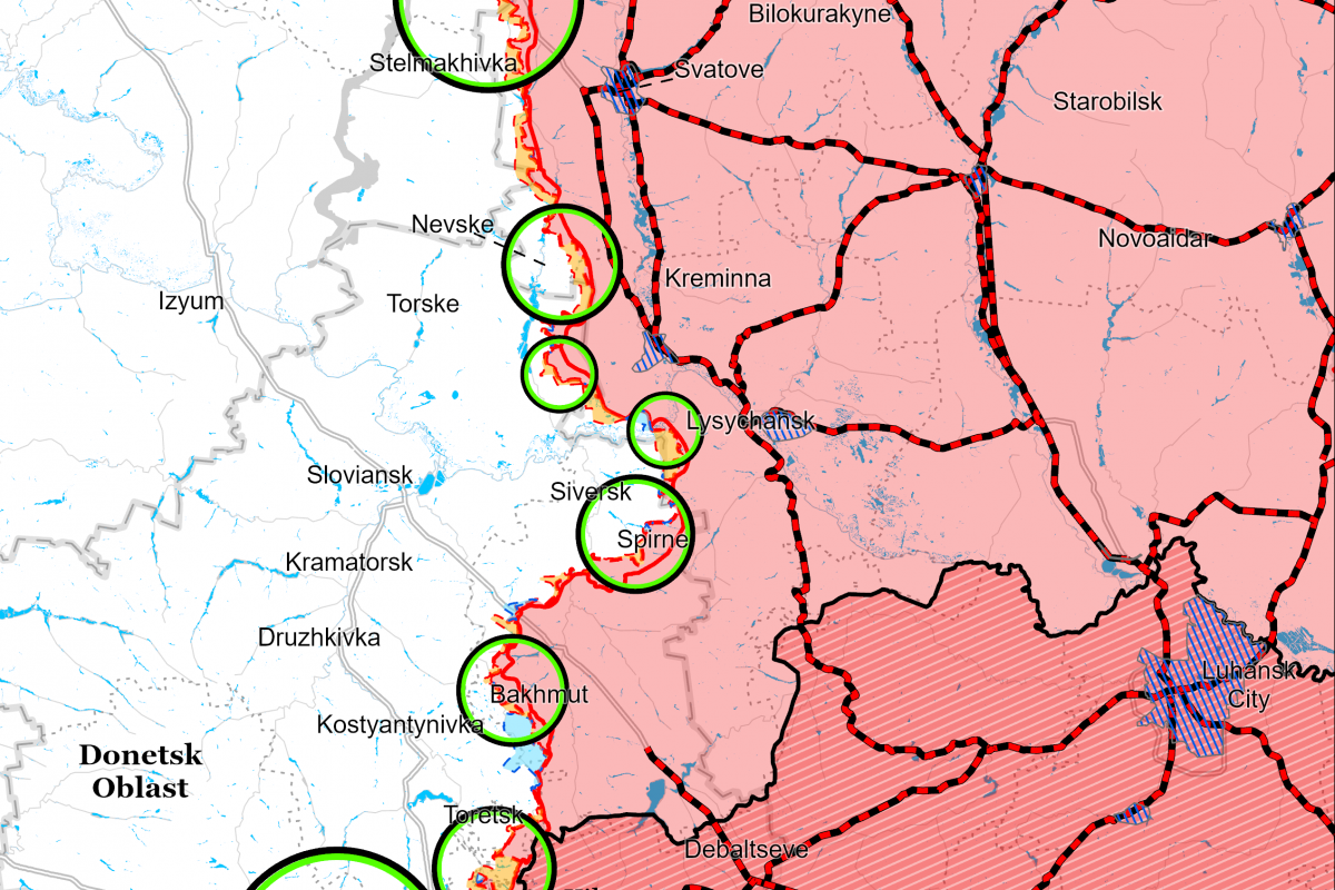 Ситуация вблизи Северска. Фото: карта ISW