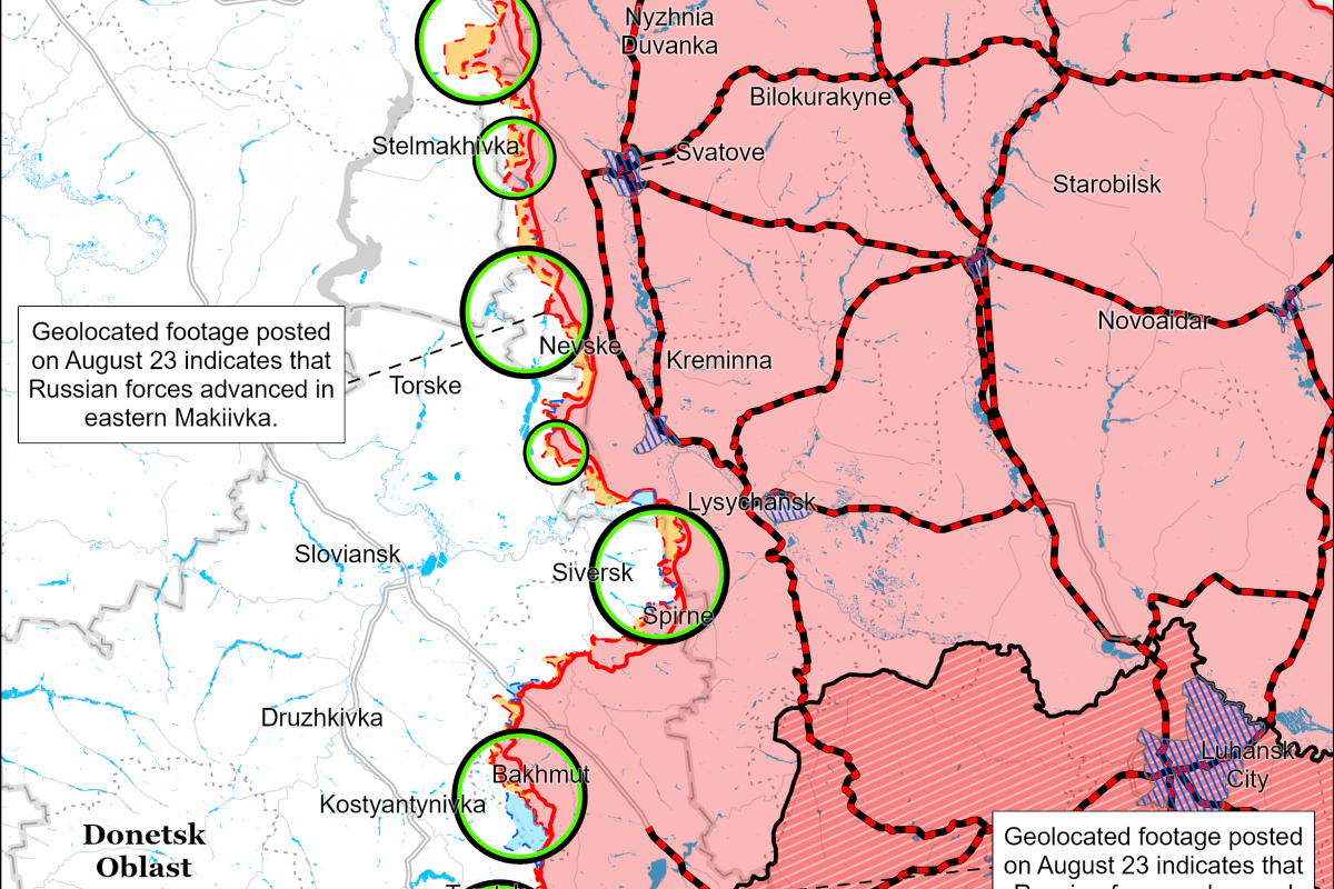 Ситуація поблизу Кремінної на Луганщині. Фото: карта ISW