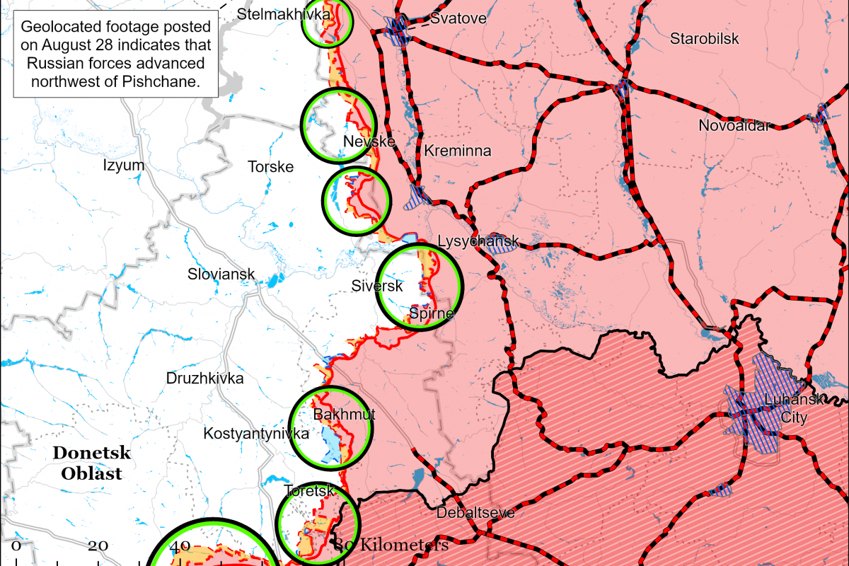 Ситуація поблизу Сіверська на Донеччині. Фото: карта ISW 