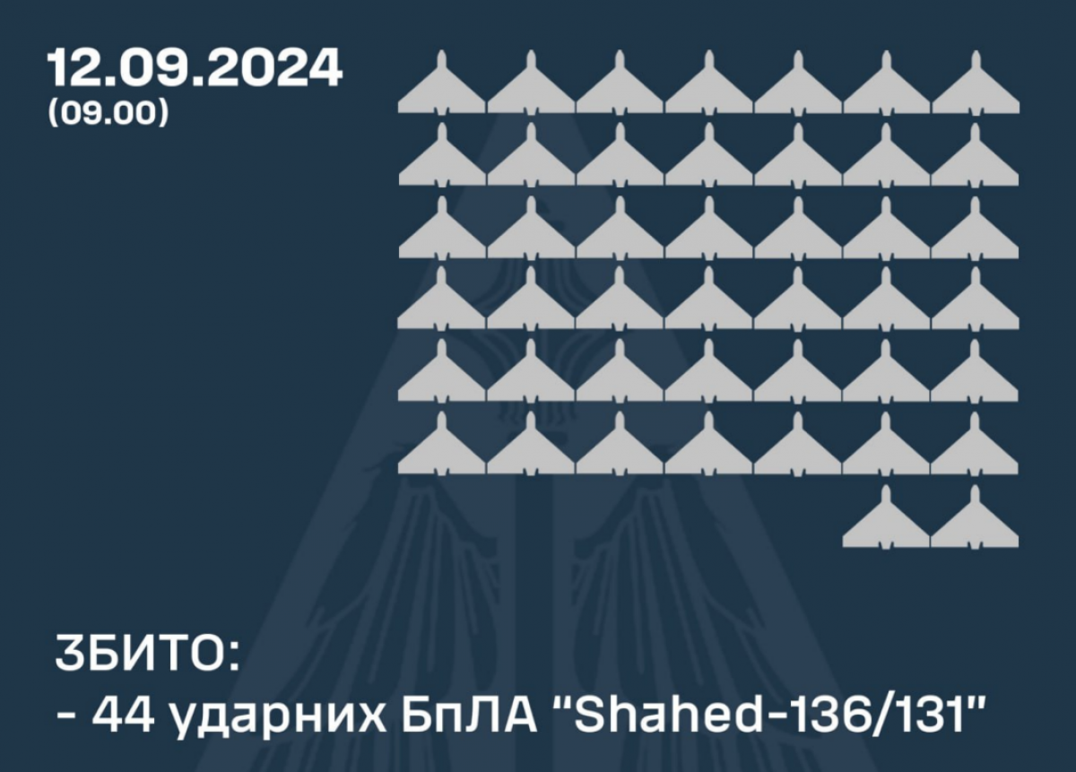 ПВО сбила 44 дрона. Фото: Воздушные силы 