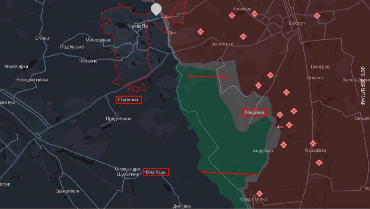 Орієнтовна лінія фронту на Краматорскому напрямку. Карта DeepState
