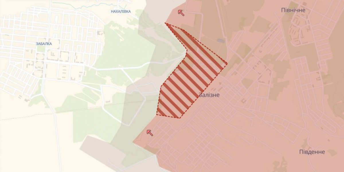 Продвижение российских оккупантов в городе Зализное под Торецком. Фото: карта DeepState