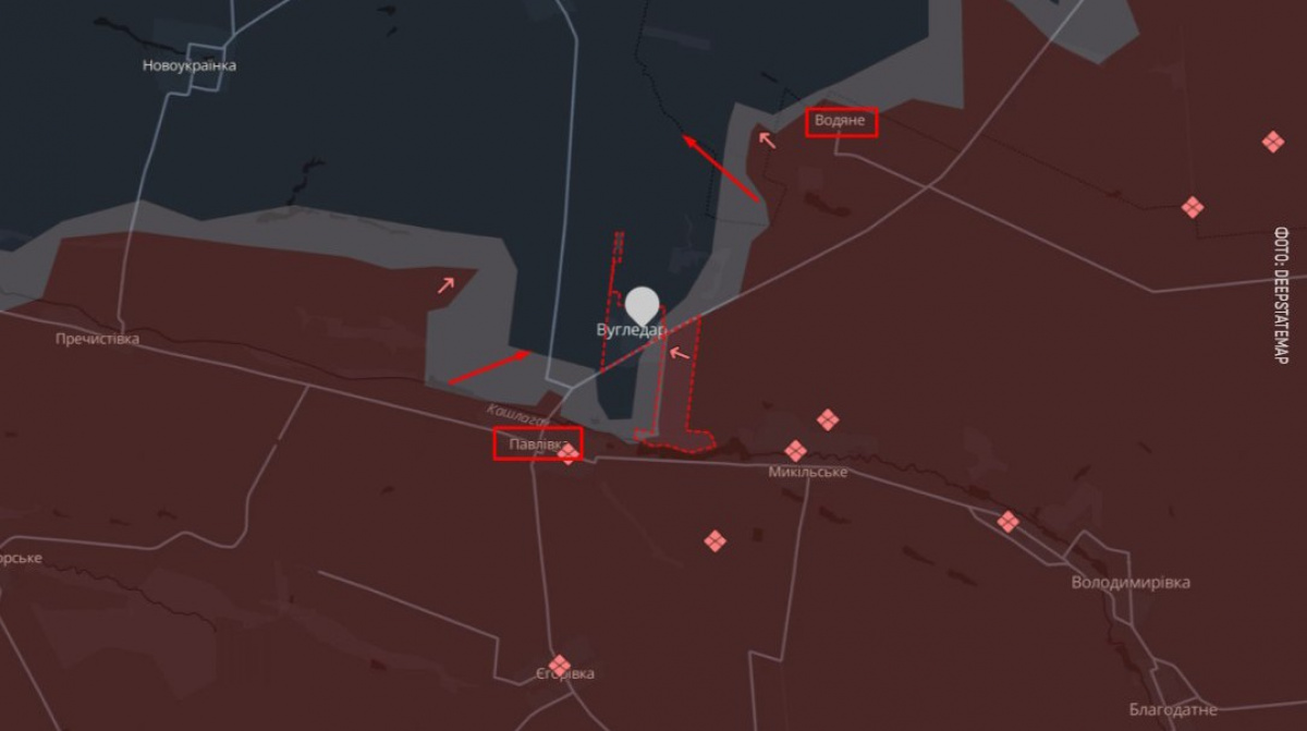Ориентировочная линия фронта возле Угледара по данным на утро 25 сентября. Карта DeepStatе
