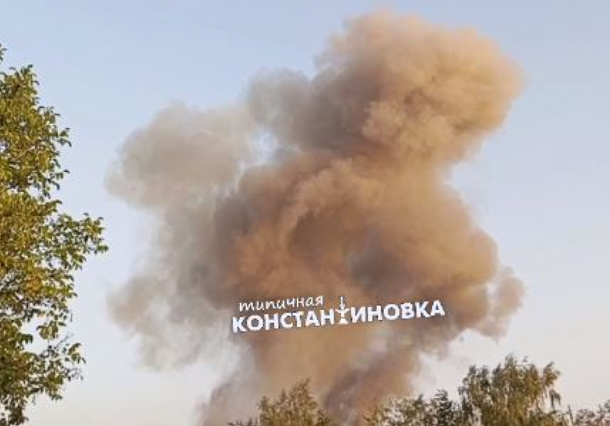 Дым после атаки на Константиновку. Фото: кадр из видео