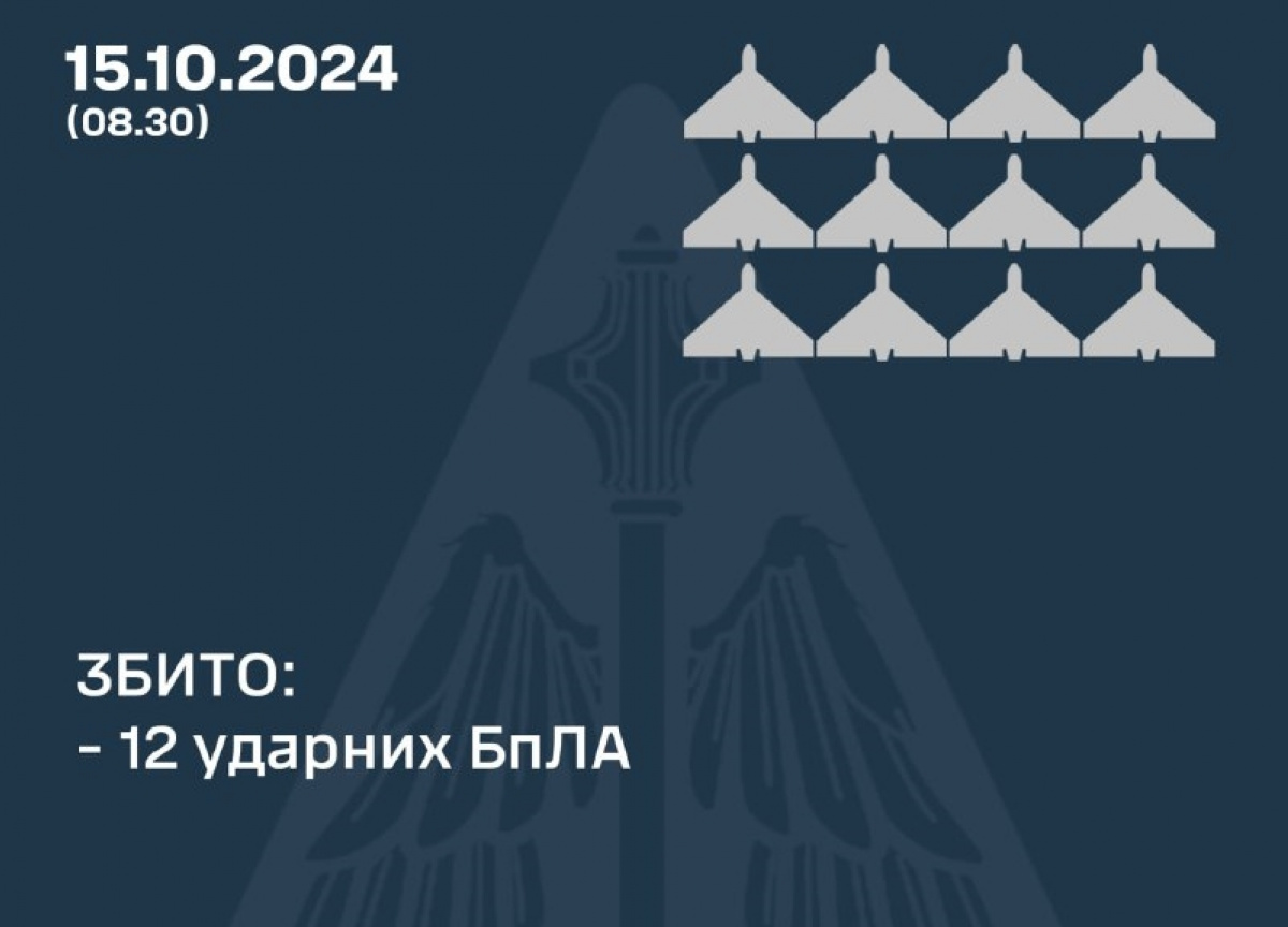 ППО України збила 12 із 17 російських «Шахедів». Фото: ПС ЗСУ