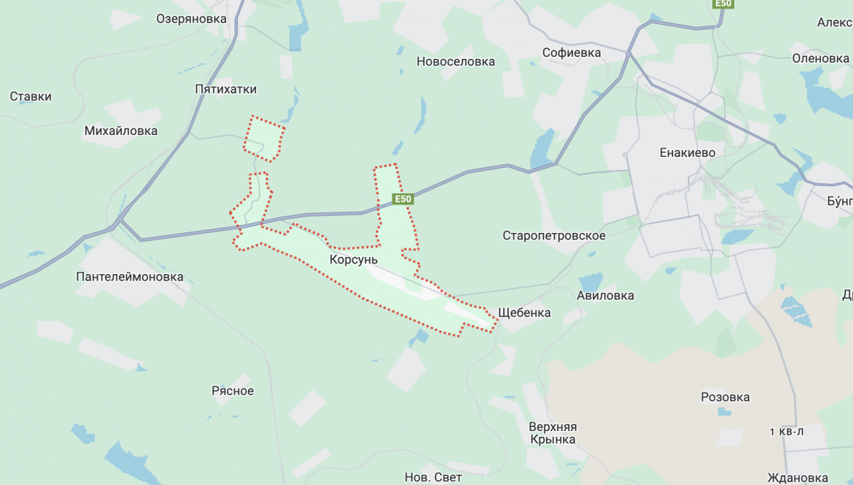 Авіабомбу, що не розірвалася, виявили поблизу кафе в селищі біля Єнакієвого Донецької області. Карта Google