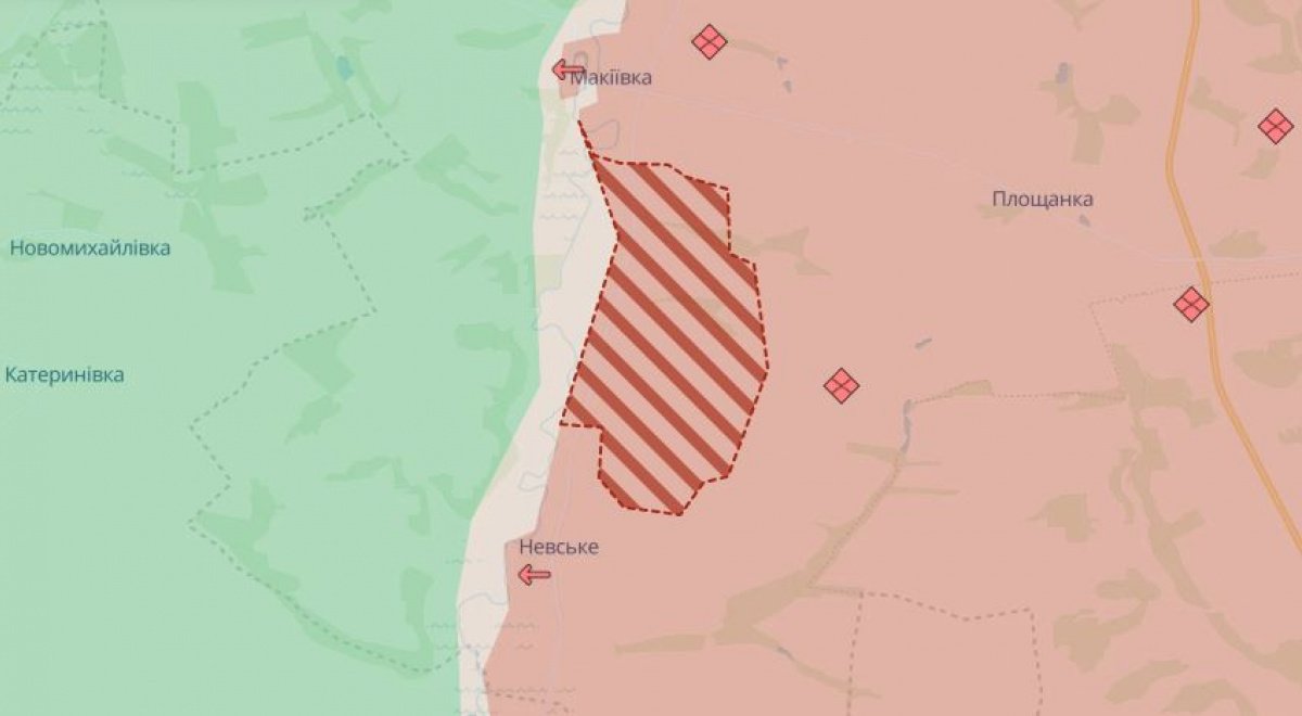 Продвижение российских оккупантов возле села Балка Журавка на Луганщине. Фото: карта DeepState