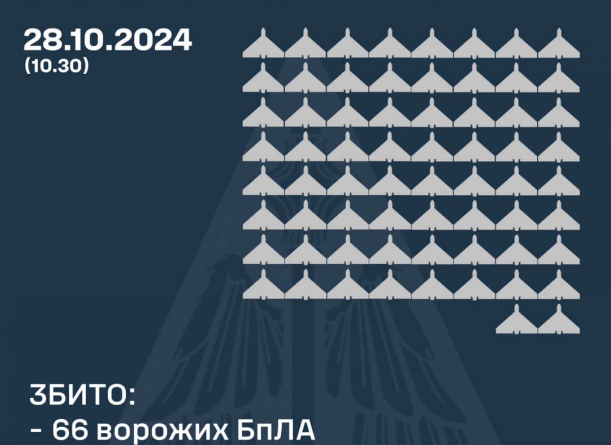 ПВО сбила 66 дронов. Фото: Воздушные силы 