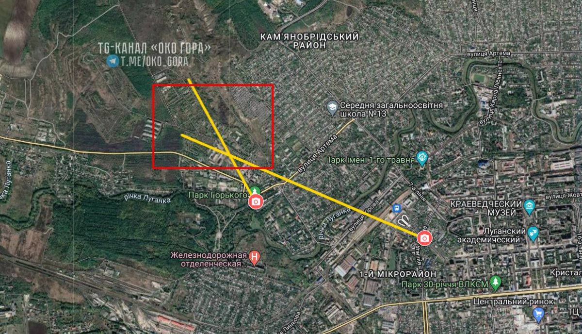 Предположительно, в Луганске «прилетело» в районе хранилища бронетанковой техники воинской части А-0625, или же по самой в/ч А-0625. Карта Око-Гора/Telegram