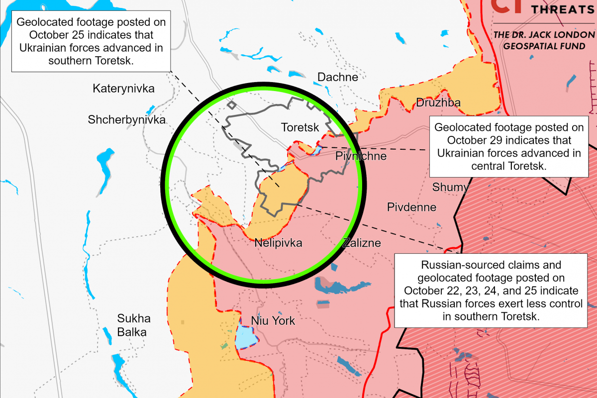 Ситуація у Торецьку. Фото: карта ISW