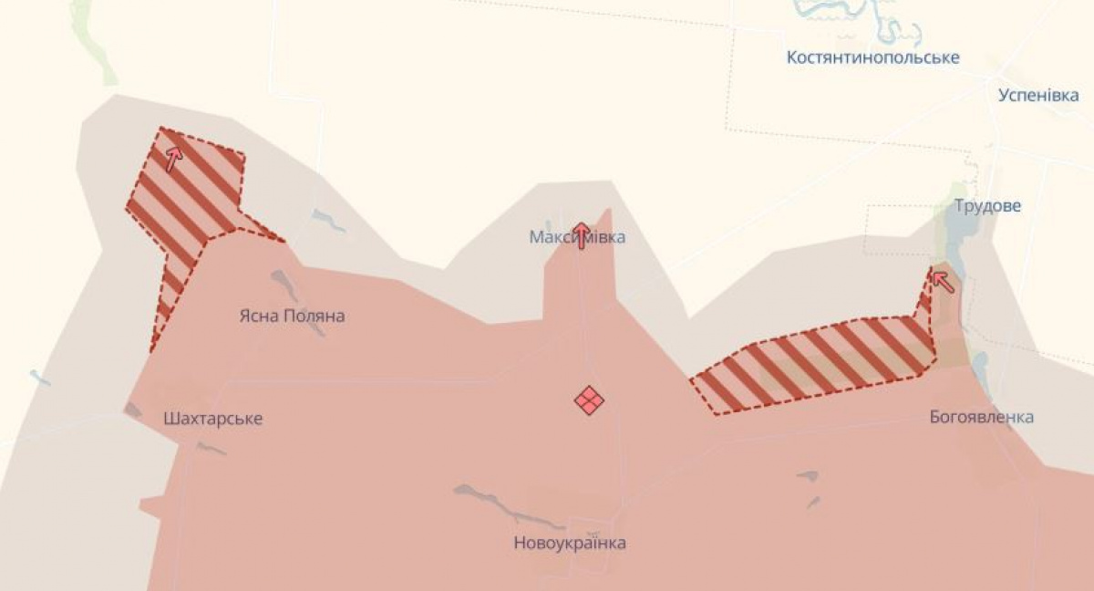 Продвижение россиян возле Ясной Поляны и Богоявленки на Донетчине. Фото: карта DeepState